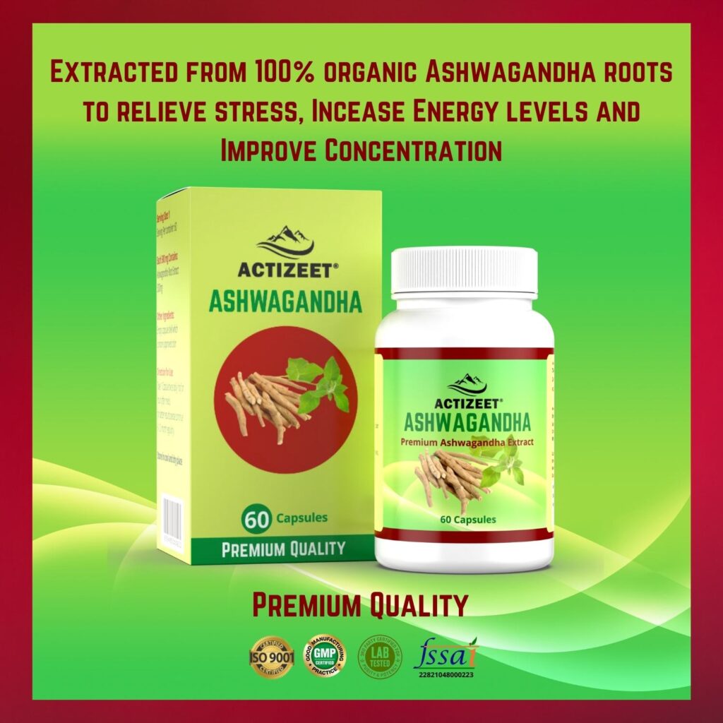 ACTIZEET Ashwagandha | Premium Ashwagandha Extract | 60 Capsule 1