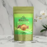 ACTIZEET Mulethi pouch on marble with water droplets and white orchid
