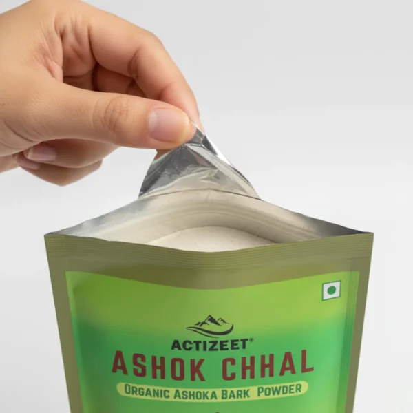Open pouch of actizeet ashok chhal powder