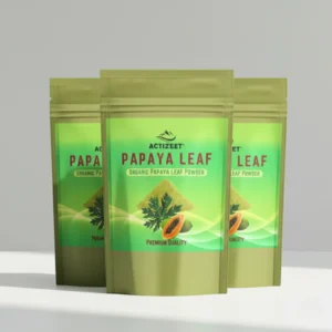 Three-pack bundle of ACTIZEET Organic Papaya Leaf Powder pouches for long-term health support